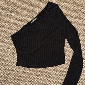 Black One Shoulder Top with Open Back